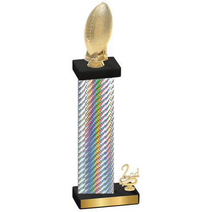 Accented Single Silver Carbon Fiber Second Place Football Trophy