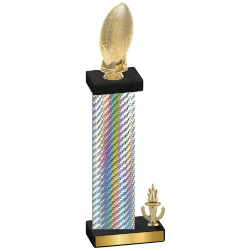 Accented Single Silver Carbon Fiber Victory Football Trophy