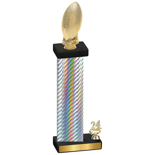 Accented Single Silver Carbon Fiber Year Football Trophy