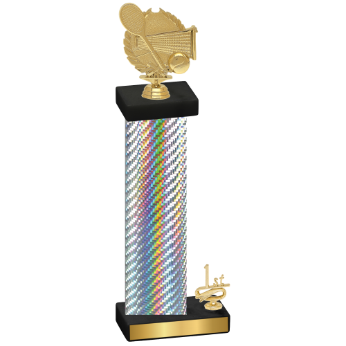 Accented Single Silver Carbon Fiber First Place Tennis Trophy