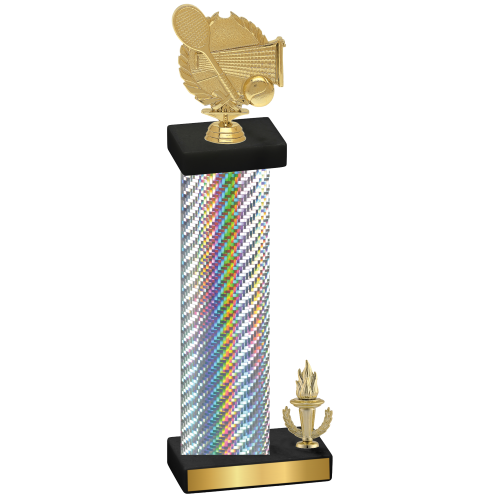 Accented Single Silver Carbon Fiber Victory Tennis Trophy