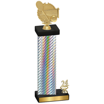 Accented Single Silver Carbon Fiber Year Tennis Trophy