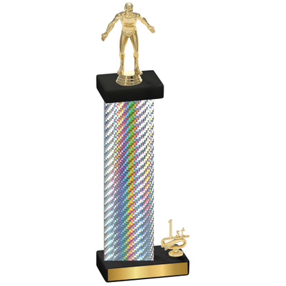 Accented Single Silver Carbon Fiber First Place Wrestling Trophy