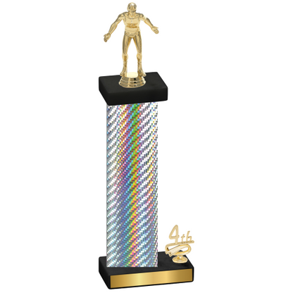 Accented Single Silver Carbon Fiber Fourth Place Wrestling Trophy