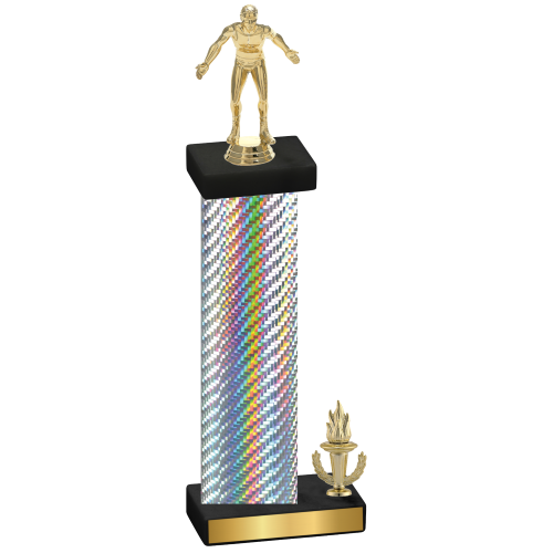 Accented Single Silver Carbon Fiber Victory Wrestling Trophy