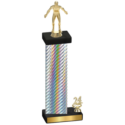 Accented Single Silver Carbon Fiber Year Wrestling Trophy