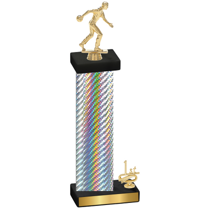 Accented Single Silver Carbon Fiber First Place Bowling Trophy