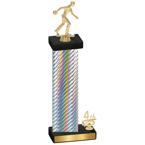 Accented Single Silver Carbon Fiber Fourth Place Bowling Trophy