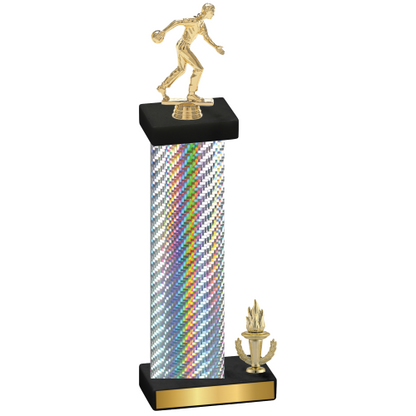 Accented Single Silver Carbon Fiber Victory Bowling Trophy