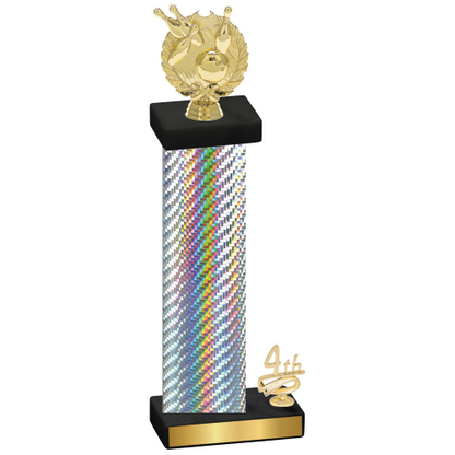 Accented Single Silver Carbon Fiber Fourth Place Bowling Trophy