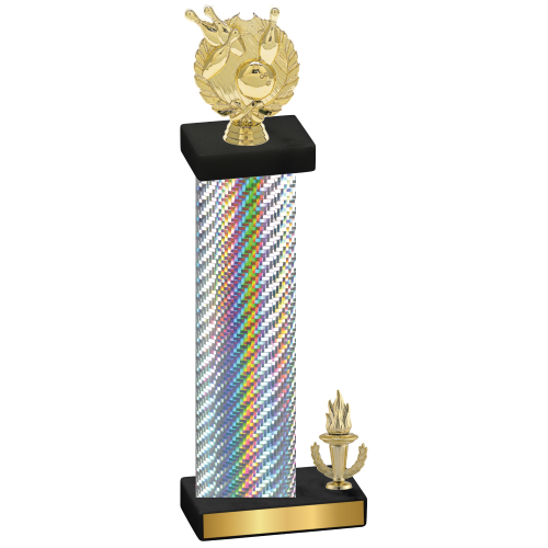 Accented Single Silver Carbon Fiber Victory Bowling Trophy