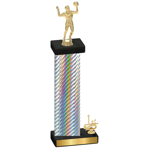 Accented Single Silver Carbon Fiber First Place Volleyball Trophy