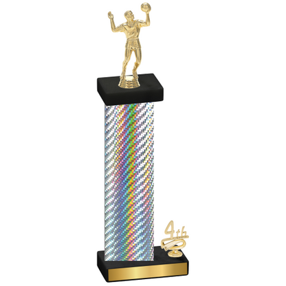 Accented Single Silver Carbon Fiber Fourth Place Volleyball Trophy