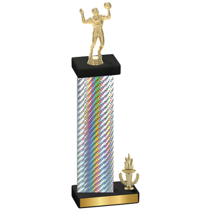 Accented Single Silver Carbon Fiber Victory Volleyball Trophy