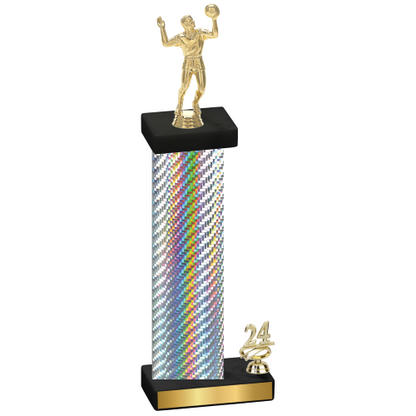 Accented Single Silver Carbon Fiber Year Volleyball Trophy