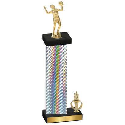 Accented Single Silver Carbon Fiber Victory Volleyball Trophy