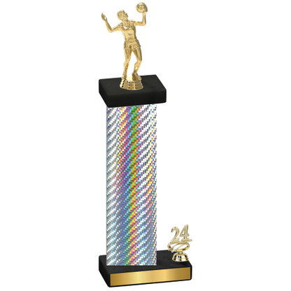 Accented Single Silver Carbon Fiber Year Volleyball Trophy