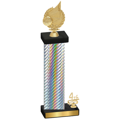 Accented Single Silver Carbon Fiber Fourth Place Volleyball Trophy