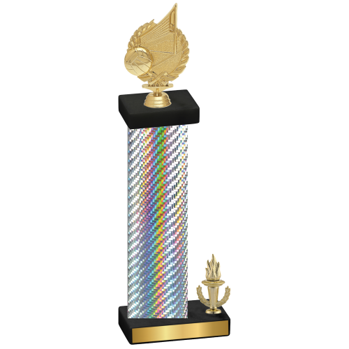 Accented Single Silver Carbon Fiber Victory Volleyball Trophy