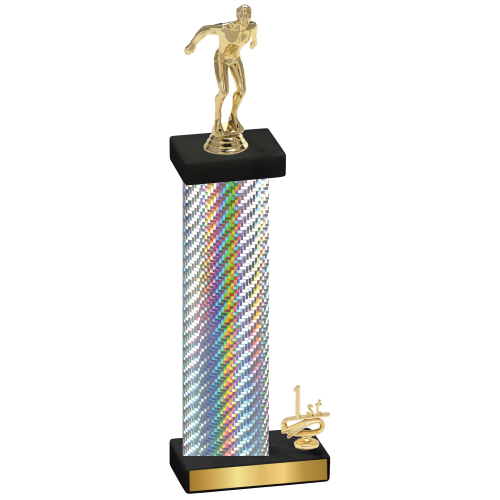 Accented Single Silver Carbon Fiber First Place Swimming Trophy