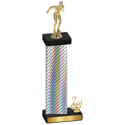 Accented Single Silver Carbon Fiber Second Place Swimming Trophy