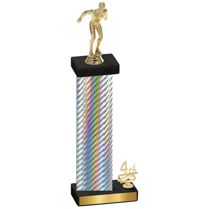 Accented Single Silver Carbon Fiber Fourth Place Swimming Trophy