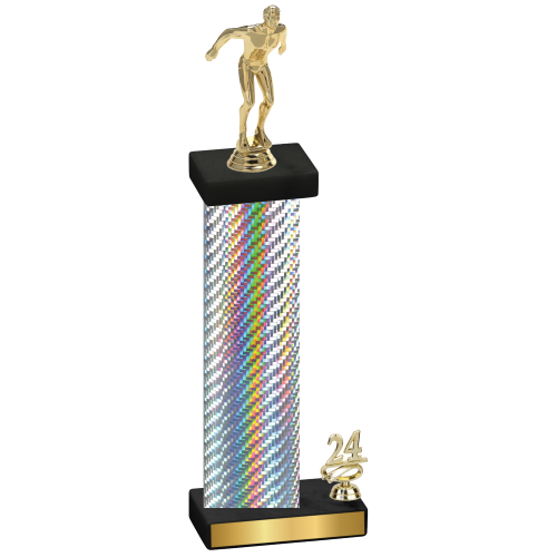 Accented Single Silver Carbon Fiber Year Swimming Trophy