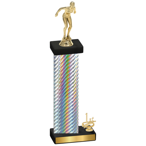 Accented Single Silver Carbon Fiber First Place Tennis Trophy