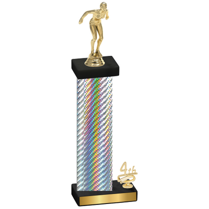 Accented Single Silver Carbon Fiber Fourth Place Tennis Trophy