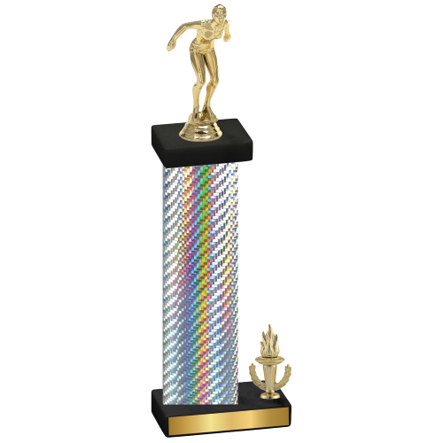 Accented Single Silver Carbon Fiber Victory Tennis Trophy