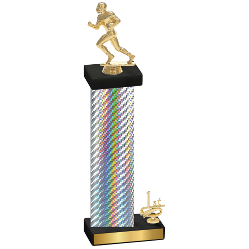 Accented Single Silver Carbon Fiber First Place Football Trophy