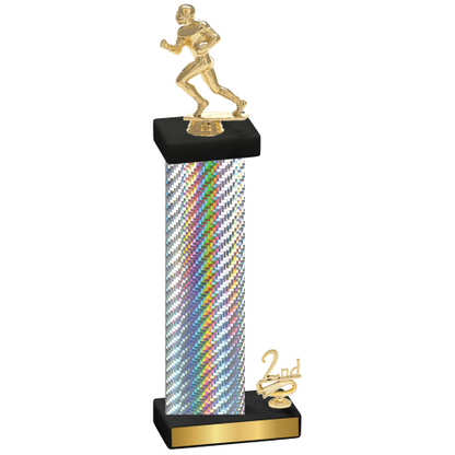 Accented Single Silver Carbon Fiber Second Place Football Trophy