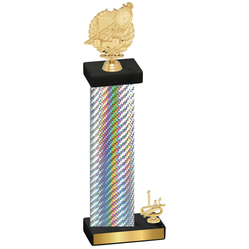 Accented Single Silver Carbon Fiber First Place Swimming Trophy