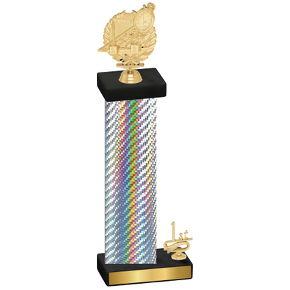 Accented Single Silver Carbon Fiber First Place Swimming Trophy