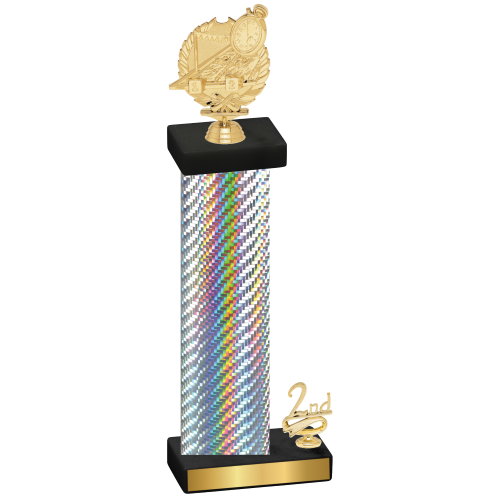 Accented Single Silver Carbon Fiber Second Place Swimming Trophy