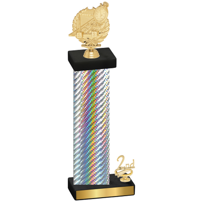 Accented Single Silver Carbon Fiber Second Place Swimming Trophy