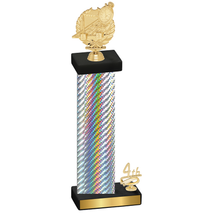 Accented Single Silver Carbon Fiber Fourth Place Swimming Trophy