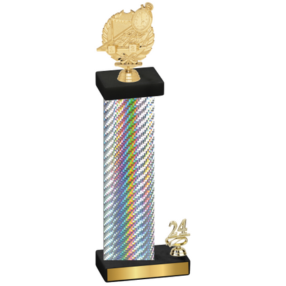 Accented Single Silver Carbon Fiber Year Swimming Trophy