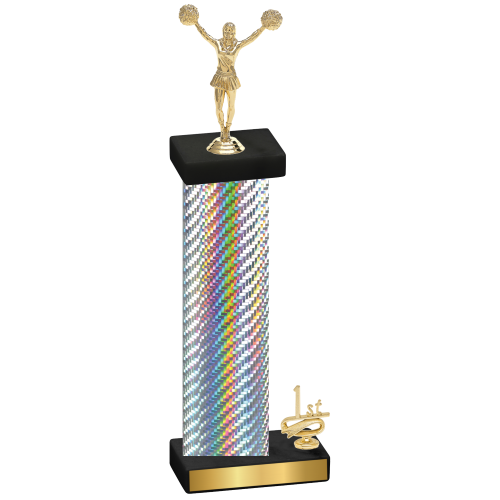 Accented Single Silver Carbon Fiber First Place Cheerleading Trophy