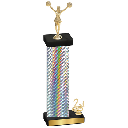 Accented Single Silver Carbon Fiber Second Place Cheerleading Trophy