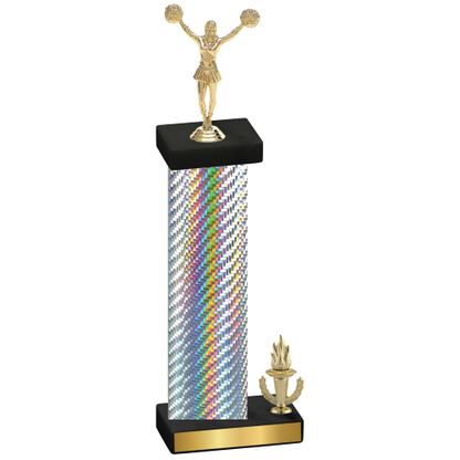 Accented Single Silver Carbon Fiber Victory Cheerleading Trophy