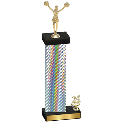 Accented Single Silver Carbon Fiber Year Cheerleading Trophy