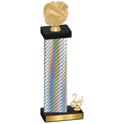 Accented Single Silver Carbon Fiber Second Place Cheerleading Trophy