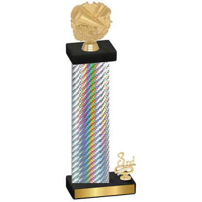 Accented Single Silver Carbon Fiber Third Place Cheerleading Trophy