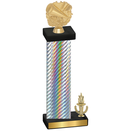 Accented Single Silver Carbon Fiber Victory Cheerleading Trophy