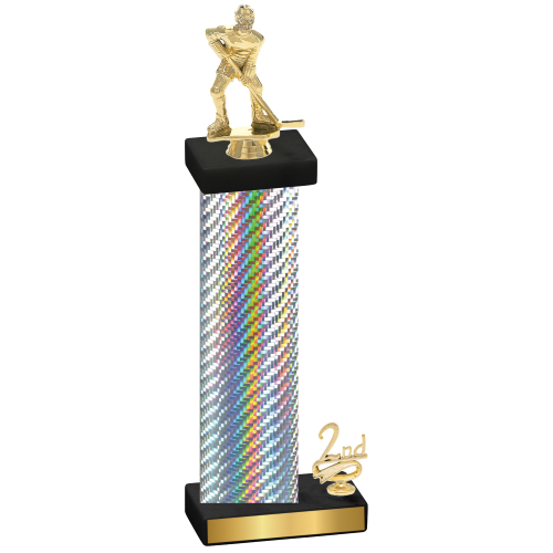 Accented Single Silver Carbon Fiber Second Place Hockey Trophy