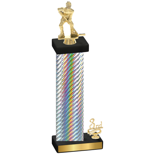 Accented Single Silver Carbon Fiber Third Place Hockey Trophy