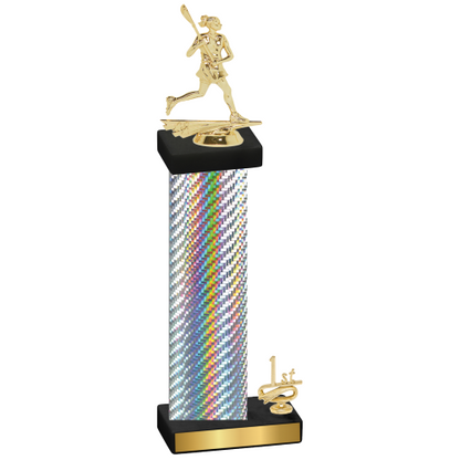 Accented Single Silver Carbon Fiber First Place Lacrosse Trophy