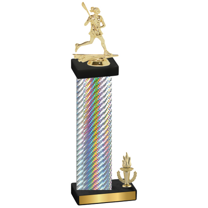 Accented Single Silver Carbon Fiber Victory Lacrosse Trophy