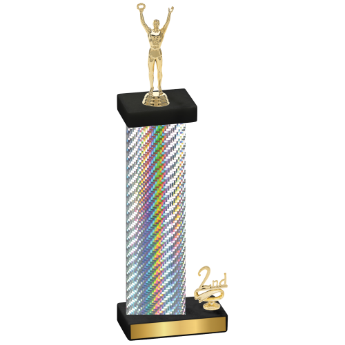 Accented Single Silver Carbon Fiber Second Place Victory Trophy